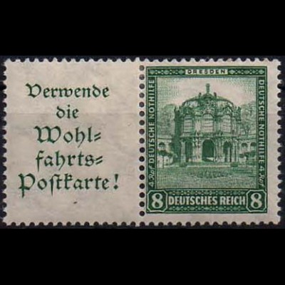 Dt. Reich, W 40, Falz/Falzspur, vollständige Zähnung, Mi. 24,- ++ (1122)