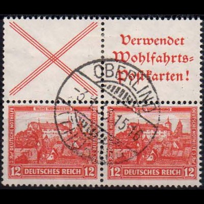 Dt. Reich, S 100 + S 101, gestempelt im Viererblock, Mi. 40,- (1172)