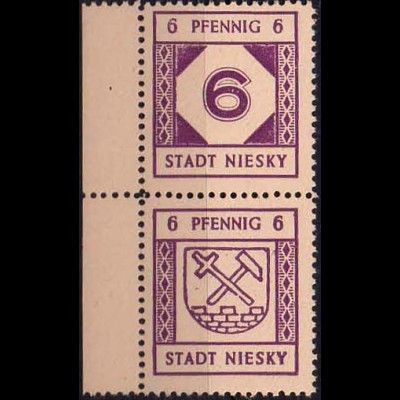 Niesky, SZd 7, postfrisches Randstück, Mi. 25,-