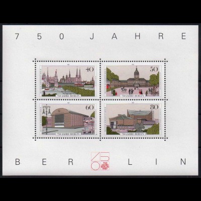 Berlin, Block 8 PF I, Plattenfehler-Block, postfrisch, Mi. 50,-