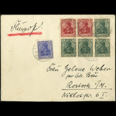 Dt. Reich, HBl. 23, portogerecht auf Luftpostbrief (4541)