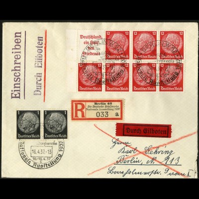 Dt. Reich, HBl. 86 B mit Rand, portogerecht auf Orts-Eil-R-Brief (4621)