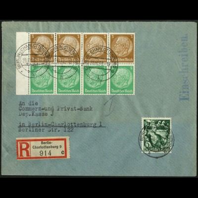 Dt. Reich, HBl. 87 B mit Rand, portogerecht auf Orts-R-Brief