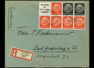 Dt. Reich, HBl. 88, portogerechte Einzelfrankatur auf R-Brief
