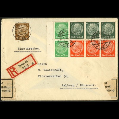 Dt. Reich, HBl. 92 B, portoger. auf Auslands-R-Brief, Devisenüberwachung