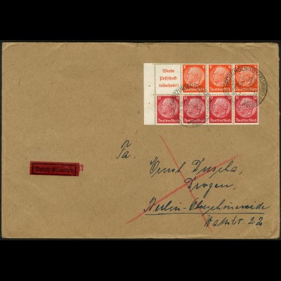 Dt. Reich, HBl. 100 B mit Rand auf Eil-Brief