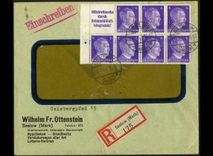 Dt. Reich, HBl. 121 mit Rand, portogerecht Einzelfrankatur auf R-Brief