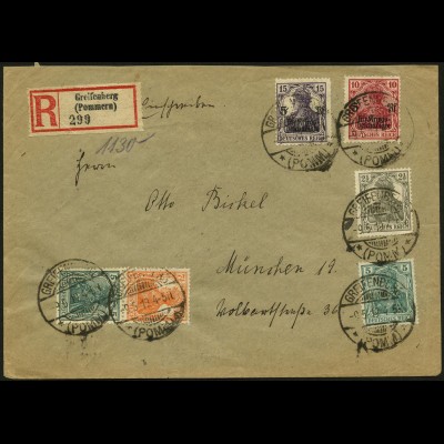 Dt. Reich, S 3 ab, portogerecht auf R-Brief, Mi. 60,- (4929)