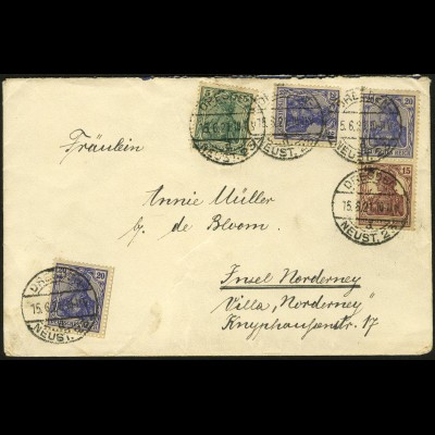 Dt. Reich, S 10, portogerecht auf Fern-Brief, Mi. 30,- (4937)