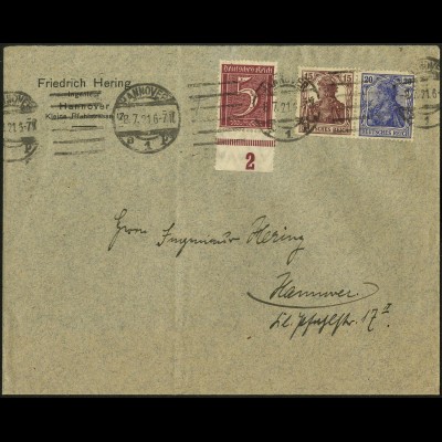 Dt. Reich, W 14, portogerecht auf Orts-Brief, Mi. 45,- (4945)