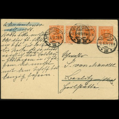 Dt. Reich, K 1 auf portogerechter Postkarte, gepr. BPP, Mi. 30,- (4966)