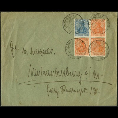 Dt. Reich, W 15, portogerecht auf Fern-Brief, Mi. 100,- (4984)