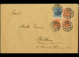 Dt. Reich, W 15 bzw. S 17, portogerecht auf Fern-Brief, Mi. 100,- (4986)