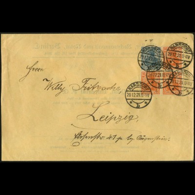 Dt. Reich, W 15 bzw. S 17, portogerecht auf Fern-Brief, Mi. 100,- (4987)