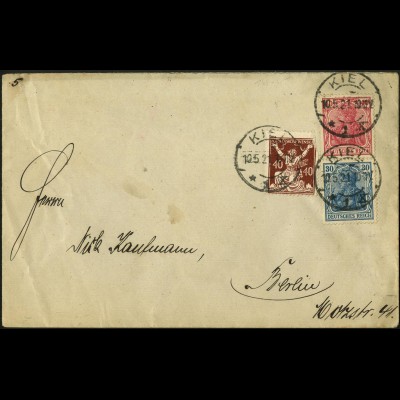 Dt. Reich, S 21 mit vollständiger Zähnung auf Fern-Brief, Mi. 40,- (5010)
