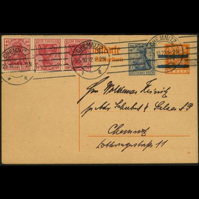 Dt. Reich, K 3 portogerecht auf Orts-GA-Karte, Mi. 30,- (5071)
