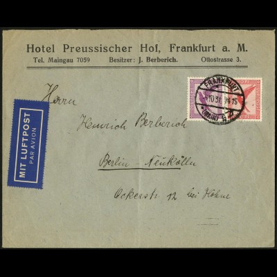 Dt. Reich, W 22, portoger. Einzelfrank., Lp-Brief, Mi.-Handbuch 450,- (5109)