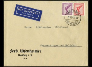 Dt. Reich, W 22, Einzelfrankatur auf Luftpost-Brief, Mi.-Handbuch 120,- (5116)