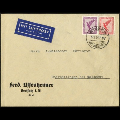 Dt. Reich, W 22, Einzelfrankatur auf Luftpost-Brief, Mi.-Handbuch 120,- (5116)