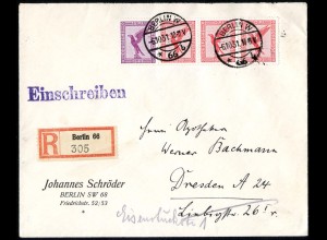 Dt. Reich, W 22, portogerecht auf R-Brief, Mi. 200,- (5126)