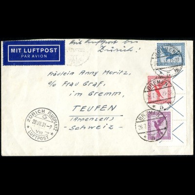 Dt. Reich, W 21.3, portogerechter Auslands-Luftpost-Brief, Mi. 300,- (5191)