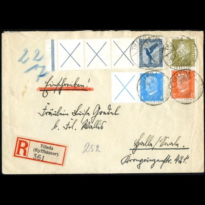 Dt. Reich, RL 15.2, W 26, S 46 portogerechter R-Brief, Mi. 545,- (5201)