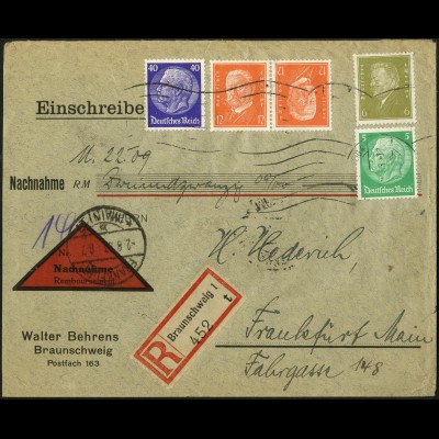 Dt. Reich, K 13, portogerecht auf Nachnahme-Brief, Mi. 110,- (5297)
