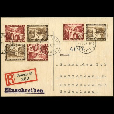 Dt. Reich, SK 30 (2) + W 117, portogerecht auf Auslands-R- Karte (5509)