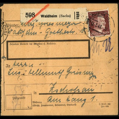 Dt. Reich, EG-Str. 1 (4), auf Paket-Karte (5548)