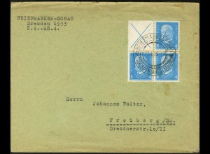 Dt. Reich, S 38 oder W 26 im Viererblock portogerecht, Mi. 100,- (5636)