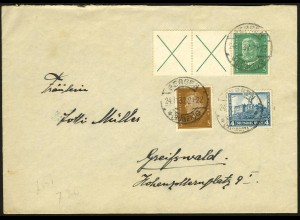 Dt. Reich, W 27.2, portogerecht auf Fern-Brief, Mi. 100,- (5680)
