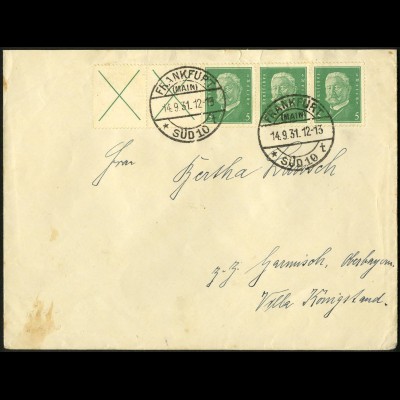 Dt. Reich, W 27.2, portogerecht auf Fern-Brief, Mi. 100,- (5688)