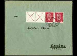 Dt. Reich, W 30.2, portogerecht auf Fern-Brief, Mi. 200,- (5769)