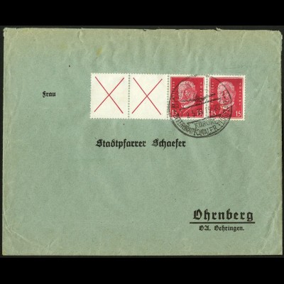 Dt. Reich, W 30.2, portogerecht auf Fern-Brief, Mi. 200,- (5769)