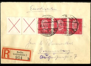 Dt. Reich, W 30.2, portogerecht auf R-Brief, Mi. 200,- (5773)