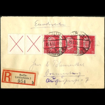 Dt. Reich, W 30.2, portogerecht auf R-Brief, Mi. 200,- (5773)
