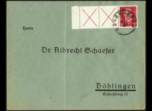 Dt. Reich, W 30.3, portogerechte Einzelfrankatur, Mi.-Handbuch 150,- (5807)