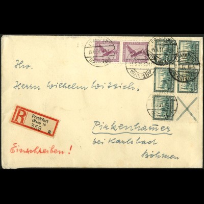 Dt. Reich, W 37 o. S 80, portogerecht auf Auslands-R-Brief, Mi. 400,- (5936)