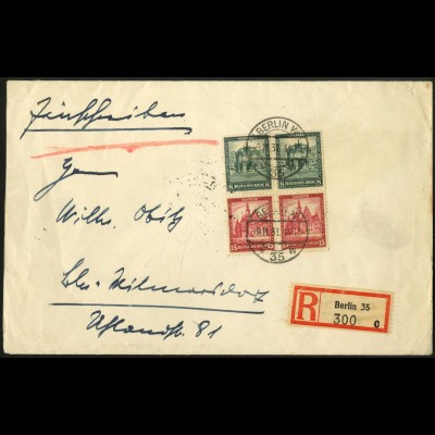 Dt. Reich, S 88 (2), Mehrfachfrankatur auf Orts-R-Brief (5955)