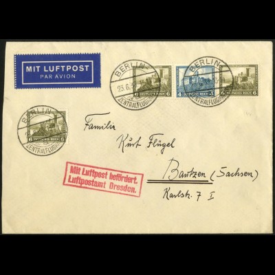 Dt. Reich, W 42, portogerecht auf Luftpost-Brief, Mi. 50,- (6017)