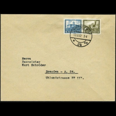 Dt. Reich, W 43, Einzelfrankatur auf Orts-Brief, Mi. für MiF 40,-