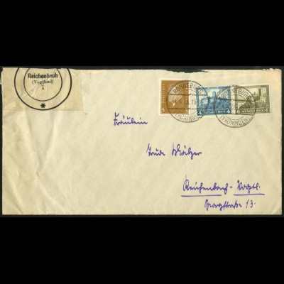 Dt. Reich, W 43, Fern-Brief mit Postverschlußzettel, Mi. für Brief 40,-