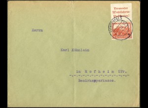 Dt. Reich, S 101, portogerechte Einzelfrankatur, Mi.-Handbuch 50,- (6052)