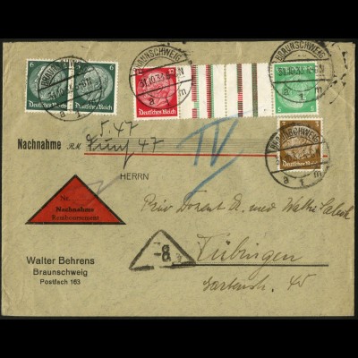 Dt. Reich, KZ 17, portogerechter Nachnahme-Brief, Mi. 120,- (6211)