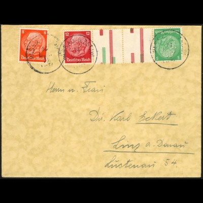 Dt. Reich, KZ 17, portogerechter Auslands-Brief, Mi. 120,- (6214)