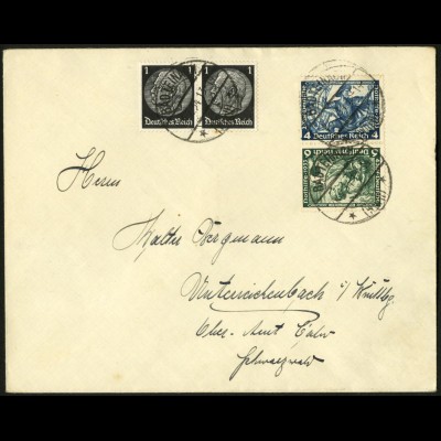 Dt. Reich, SK 19, Kehrdruck portogerecht auf Fern-Brief, Mi. 180,- (6355)