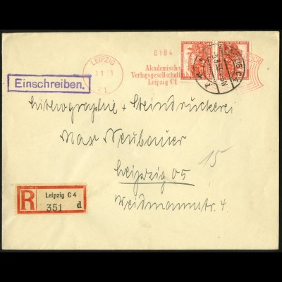 Dt. Reich, SK 16, portogerecht auf Orts-R-Brief, Mi. 50,- (6674)