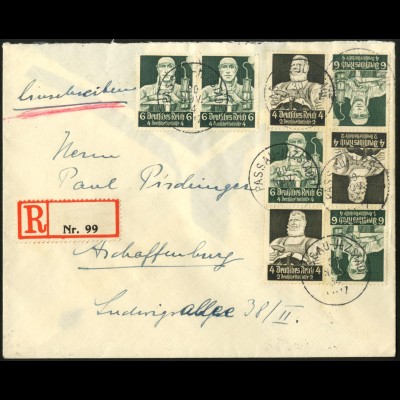 Dt. Reich, K 23 (3), portogerecht auf R-Brief, Mi. 100,- (6695)