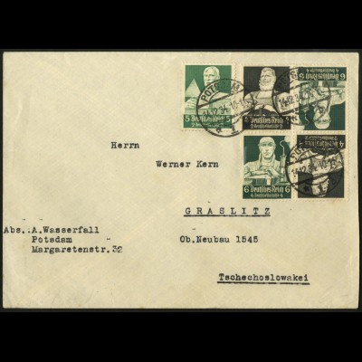 Dt. Reich, K 23 (2x), portogerecht auf Auslands-Brief, Mi. 75,- (6701)
