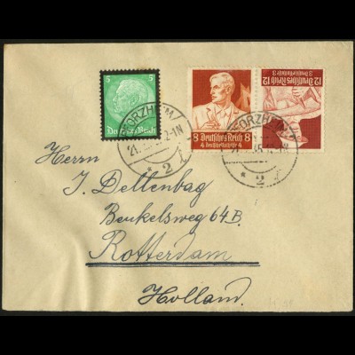 Dt. Reich, K 24, portogerecht auf Auslands-Brief, Mi. 50,- (6720)